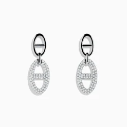 Effy Jewelry 925 Sterling Silver Diamond Interlocking Link Earrings | Earrings