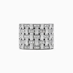 Effy Jewelry 925 Sterling Silver Diamond Basket Weave Ring, 0.34 TCW | Rings
