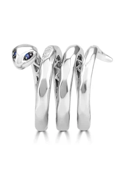 Effy Jewelry 925 Sterling Silver Diamond and Sapphire Snake Ring, 0.12 TCW | Rings