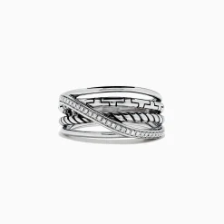 BH Multi 925 Sterling Silver Diamond Crossover Ring, 0.08 TCW | Rings