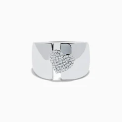 Effy Jewelry 925 Sterling Silver Diamond Heart Wide Band Ring | Rings