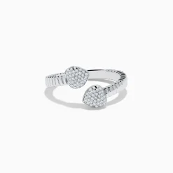 Effy Jewelry 925 Sterling Silver Diamond Bypass Heart Ring | Rings