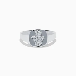 Effy Jewelry 925 Sterling Silver Diamond Hamsa Ring | Rings