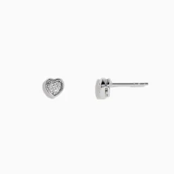 BH Multi 925 Sterling Silver Diamond Heart Earrings, 0.15 TCW | Earrings