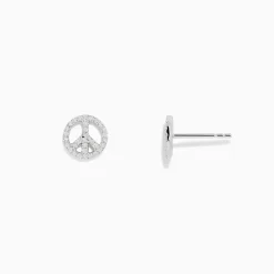 BH Multi 925 Sterling Silver Diamond Peace Sign Stud Earrings | Earrings