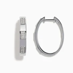 Effy Jewelry 925 Sterling Silver Diamond Hoop Earrings | Earrings