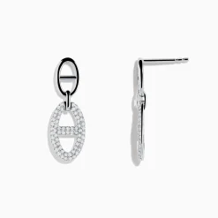 Effy Jewelry 925 Sterling Silver Diamond Interlocking Link Earrings | Earrings