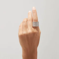Effy Jewelry 925 Sterling Silver Diamond Basket Weave Ring, 0.34 TCW | Rings