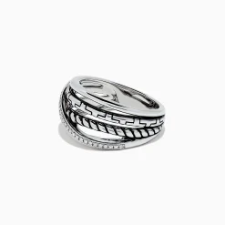 BH Multi 925 Sterling Silver Diamond Crossover Ring, 0.08 TCW | Rings
