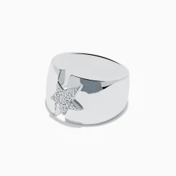 Effy Jewelry 925 Sterling Silver Diamond Star Wide Band Ring | Rings