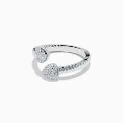 Effy Jewelry 925 Sterling Silver Diamond Bypass Heart Ring | Rings