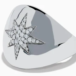 Effy Jewelry 925 Sterling Silver Diamond Star Signet Ring | Rings