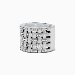 Effy Jewelry 925 Sterling Silver Diamond Basket Weave Ring, 0.34 TCW | Rings