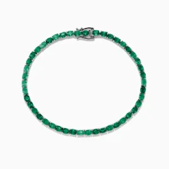 BH MULTI 925 Sterling Silver Emerald Tennis Bracelet, 6.99 TCW | Bracelets