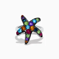 Effy Jewelry 925 Sterling Silver Multi Color Gemstone Starfish Ring | Rings