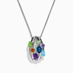 Effy Jewelry 925 Sterling Silver Multi Color Gemstone and Diamond Pendant | Necklaces & Pendants