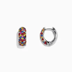 Effy Jewelry 925 Sterling Silver Multi Sapphire Splash Huggie Hoop Earrings, 2.29 TCW | Earrings