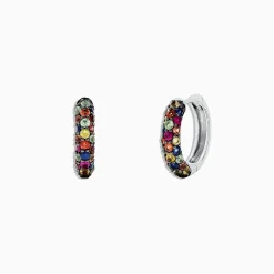 Effy Jewelry 925 Sterling Silver Multi Sapphire Splash Huggie Earrings, 1.98 TCW | Earrings