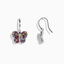 Effy Jewelry 925 Sterling Silver Multi Sapphire Butterfly Earrings, 1.62 TCW | Earrings