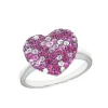 Effy Jewelry 925 Sterling Silver Pink Sapphire Splash Heart Ring, 1.28 TCW | Rings