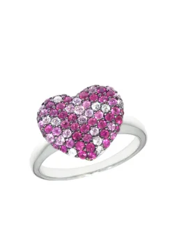 Effy Jewelry 925 Sterling Silver Pink Sapphire Splash Heart Ring, 1.28 TCW | Rings