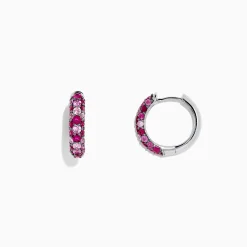 Effy Jewelry 925 Sterling Silver Pink Sapphire Splash Huggie Earrings, 1.80 TCW | Earrings