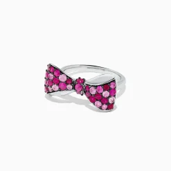Effy Jewelry 925 Sterling Silver Ruby and Pink Sapphire Splash Bowtie Ring, 1.80 TCW | Rings