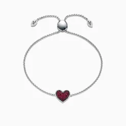 Effy Jewelry 925 Sterling Silver Ruby Heart Bracelet, 0.62 TCW | Bracelets