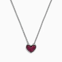 Effy Jewelry 925 Sterling Silver Ruby Heart Pendant, 0.65 TCW | Necklaces & Pendants