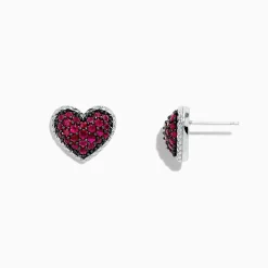 Effy Jewelry 925 Sterling Silver Ruby Heart Earrings, 1.31 TCW | Earrings