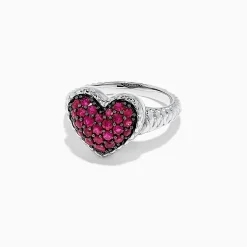 Effy Jewelry 925 Sterling Silver Ruby Heart Ring, 1.02 TCW | Rings