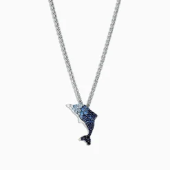Effy Jewelry 925 Sterling Silver Sapphire Splash Dolphin Pendant, 1.30 TCW | Necklaces & Pendants