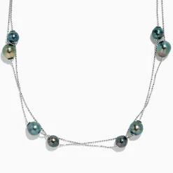 Effy Jewelry 925 Sterling Silver Tahitian Pearl Station Necklace | Necklaces & Pendants