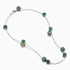 Effy Jewelry 925 Sterling Silver Tahitian Pearl Station Necklace | Necklaces & Pendants