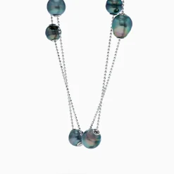 Effy Jewelry 925 Sterling Silver Tahitian Pearl Station Necklace | Necklaces & Pendants