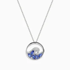 Effy Jewelry 925 Sterling Silver Tanzanite and Diamond Wave Pendant | Necklaces & Pendants