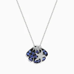 Effy Jewelry 925 Sterling Silver Tanzanite and Diamond Seashell Pendant | Necklaces & Pendants