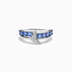 Effy Jewelry 925 Sterling Silver Tanzanite and Diamond Fin Ring | Rings