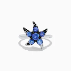 Effy Jewelry 925 Sterling Silver Tanzanite and Diamond Starfish Ring | Rings