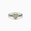 Effy Jewelry 925 Sterling Silver Two Tone Gold Plated Diamond Heart Ring | Rings