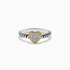 Effy Jewelry 925 Sterling Silver Two Tone Gold Plated Diamond Heart Ring | Rings
