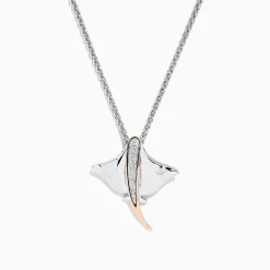 BH Multi 925 Sterling Silver u0026 14K Gold Diamond Stingray Pendant, 0.05 TCW | Necklaces & Pendants