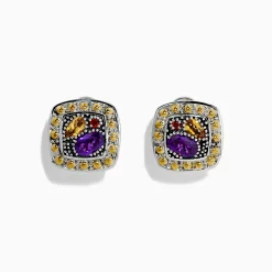 Effy Jewelry 925 Sterling Silver u0026 18K Gold Multi Gemstone Earrings, 1.28 TCW | Earrings