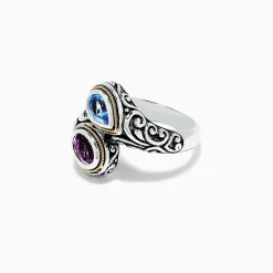Effy Jewelry 925 Sterling Silver u0026 18K Gold Topaz and Amethyst Ring, 1.62 TCW | Rings