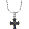 Effy Jewelry Sterling Silver u0026 18K Gold Blue Sapphire Cross Pendant, 0.88 TCW | Necklaces & Pendants