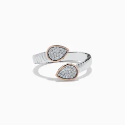 Effy Jewelry 925 Sterling Silver u0026 14K Rose Gold Diamond Bypass Ring | Rings