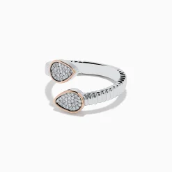 Effy Jewelry 925 Sterling Silver u0026 14K Rose Gold Diamond Bypass Ring | Rings