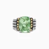 Effy Jewelry 925 Sterling Silver u0026 18K Yellow Gold Green Amethyst Ring, 5.75 TCW | Rings