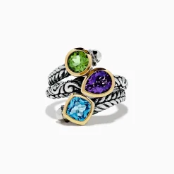 Effy Jewelry 925 Sterling Silver u0026 18K Yellow Gold Multi Stone Ring | Rings