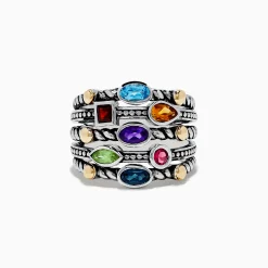 Effy Jewelry 925 Sterling Silver u0026 18K Yellow Gold Multi Stone Ring | Rings